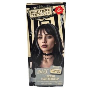 Splat Beetlejuice UV Glow Hair Makeup Striking Silver 1 Wash Temporary Color